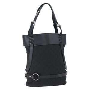GUCCI GG Canvas Tote Bag Black Silver 106248